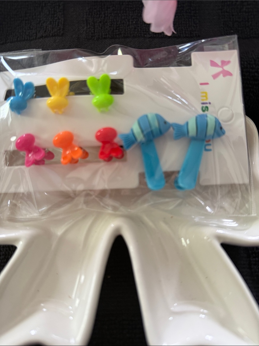 Cute Colorful Kids Hair Clip Set - Blue Fish & Multicolor Accents
